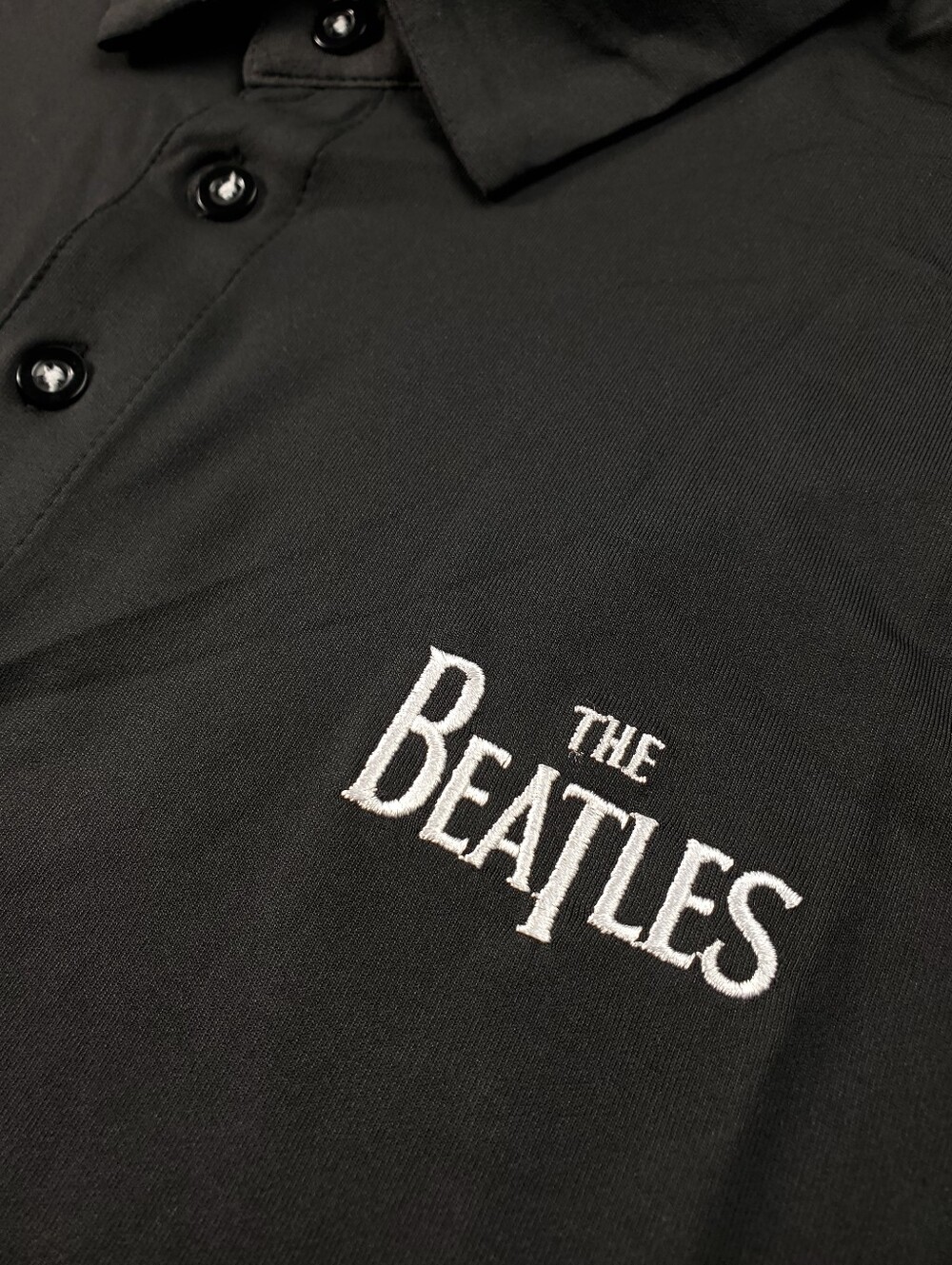 Section 119 The Beatles Polo Shirt Mens Medium Performance Stretch Golf Black - Picture 6 of 9